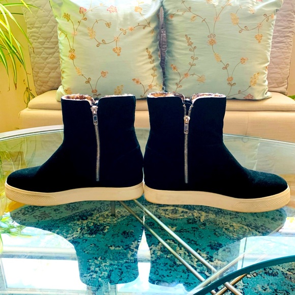 ✨Steve Madden✨ Black Suede Hightop Platform Sneakers W/Dual Zipper - Picture 4 of 14